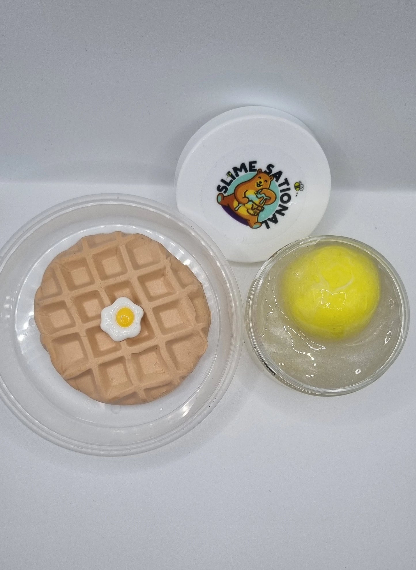 Egg and Waffle Clear and Clay Slime