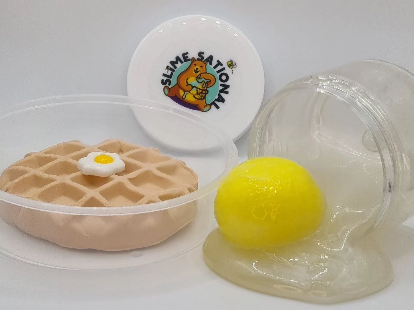 Egg and Waffle Clear and Clay Slime