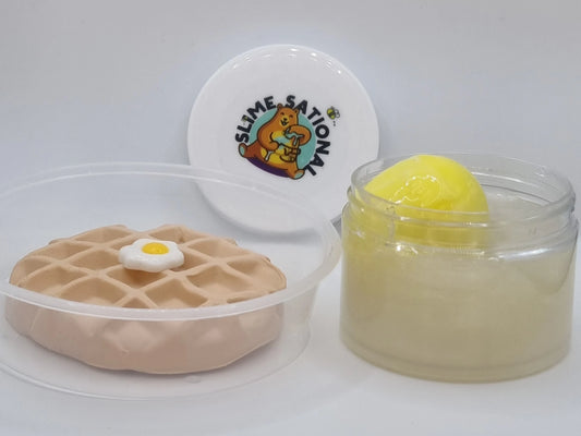 Egg and Waffle Clear and Clay Slime