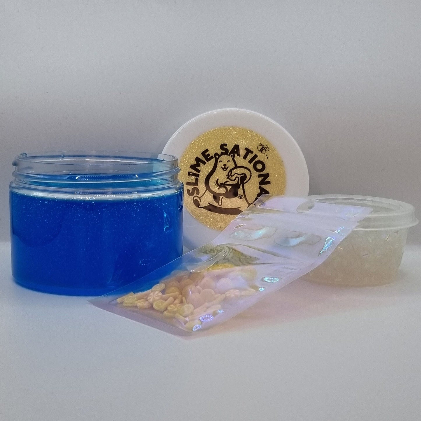 Blue Lemonade Coated Clear Glue Base Slime