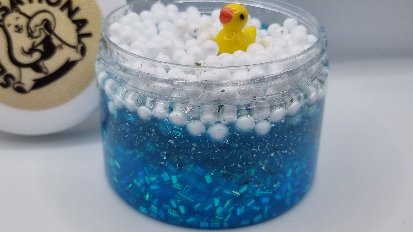 Bubble Bath Ducky Clear Slime with Bingsu Beads and Foam balls