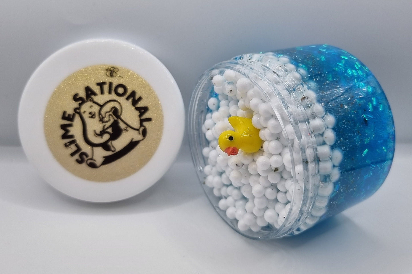 Bubble Bath Ducky Clear Slime with Bingsu Beads and Foam balls