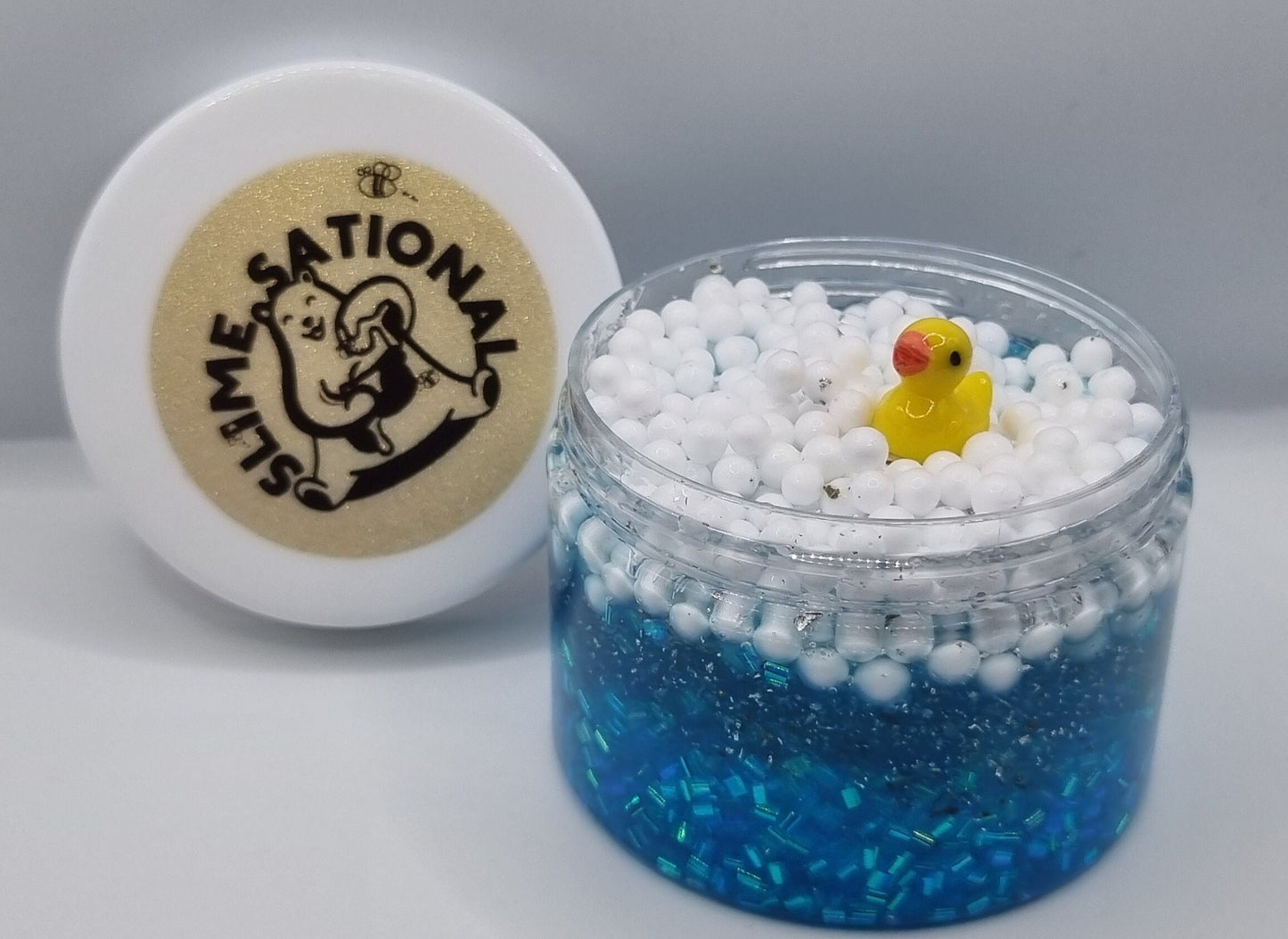 Bubble Bath Ducky Clear Slime with Bingsu Beads and Foam balls